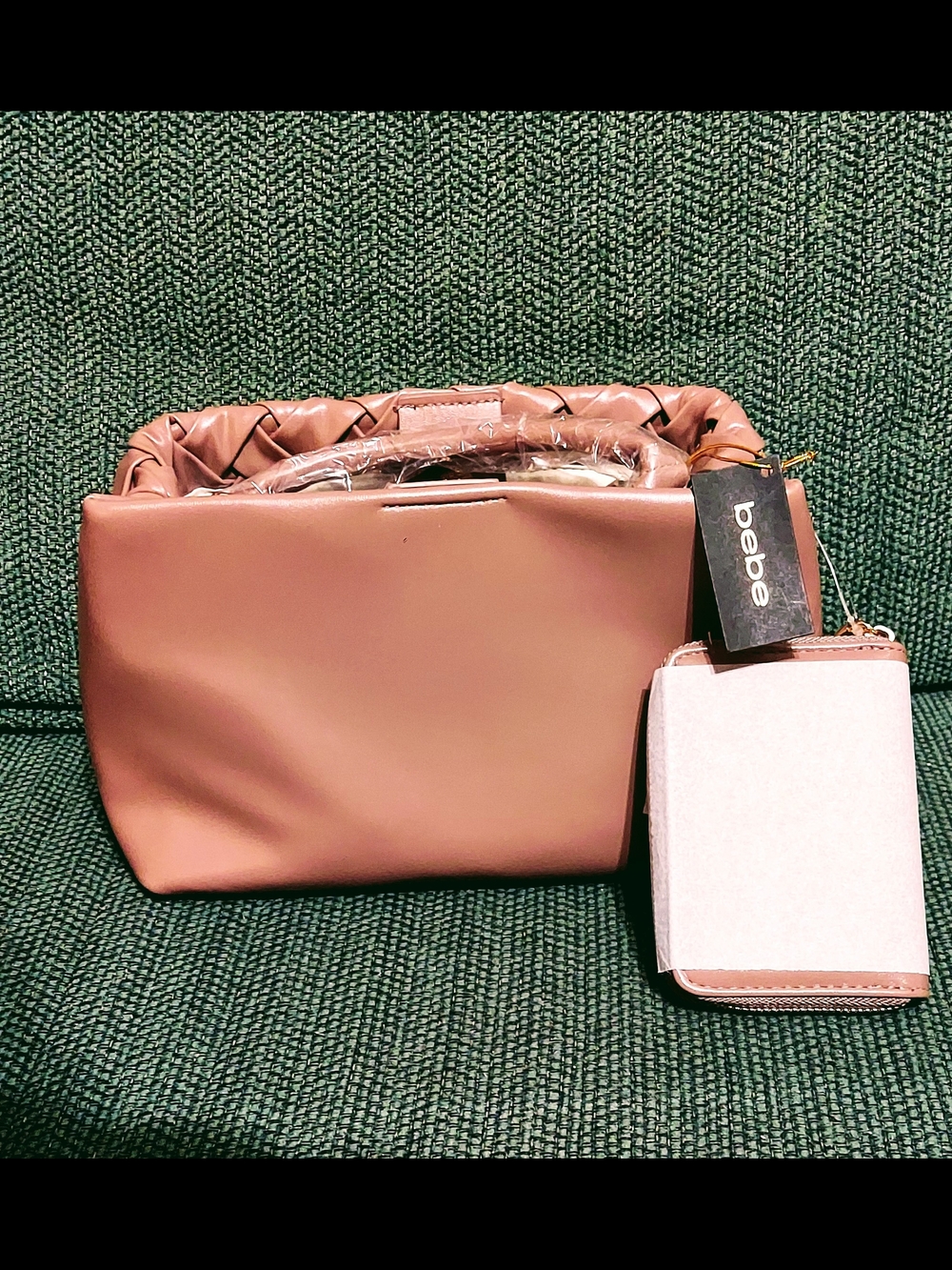 bebe Luca Woven Top-Handle Shoulder Bag in Mauve Brown - Picture 3 of 4